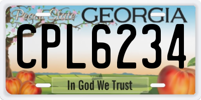 GA license plate CPL6234