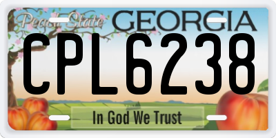 GA license plate CPL6238
