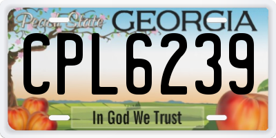 GA license plate CPL6239