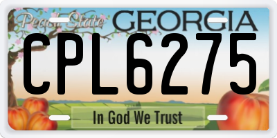 GA license plate CPL6275
