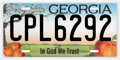GA license plate CPL6292