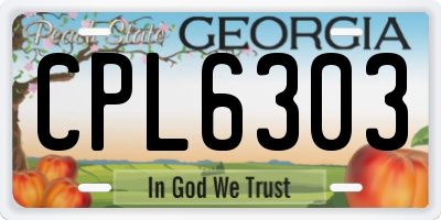 GA license plate CPL6303