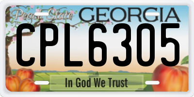 GA license plate CPL6305
