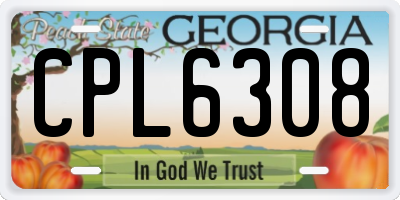 GA license plate CPL6308