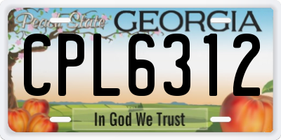 GA license plate CPL6312