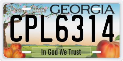 GA license plate CPL6314