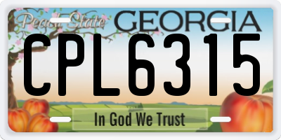 GA license plate CPL6315