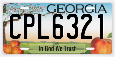 GA license plate CPL6321