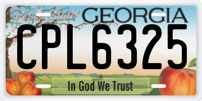 GA license plate CPL6325