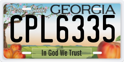 GA license plate CPL6335