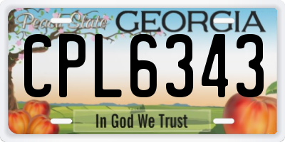 GA license plate CPL6343