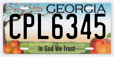 GA license plate CPL6345