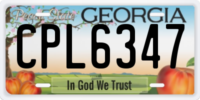 GA license plate CPL6347