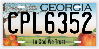 GA license plate CPL6352