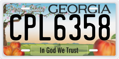 GA license plate CPL6358