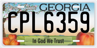 GA license plate CPL6359
