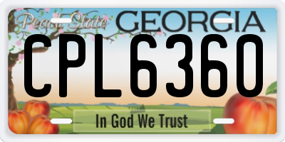 GA license plate CPL6360