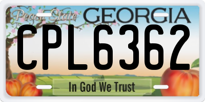 GA license plate CPL6362