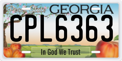 GA license plate CPL6363