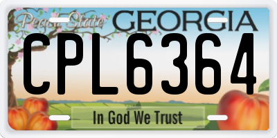 GA license plate CPL6364
