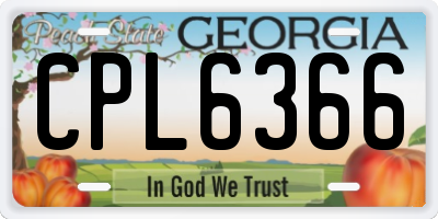 GA license plate CPL6366