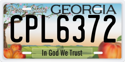 GA license plate CPL6372