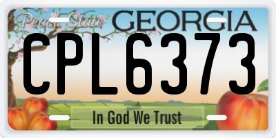 GA license plate CPL6373