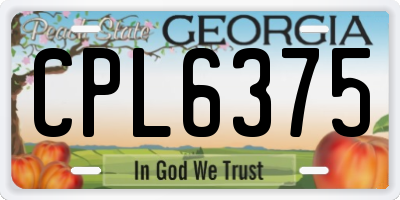 GA license plate CPL6375