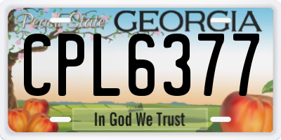 GA license plate CPL6377