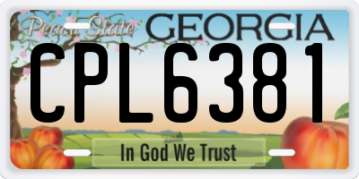 GA license plate CPL6381