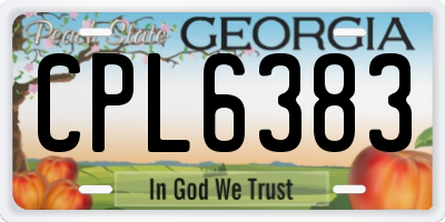 GA license plate CPL6383