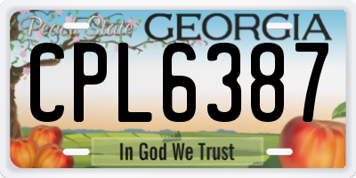 GA license plate CPL6387