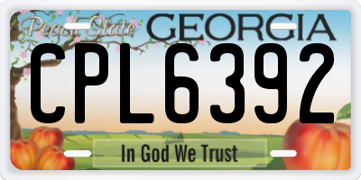 GA license plate CPL6392