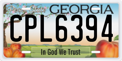 GA license plate CPL6394