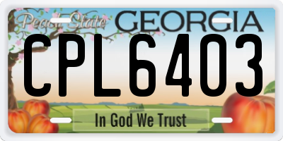 GA license plate CPL6403