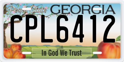 GA license plate CPL6412