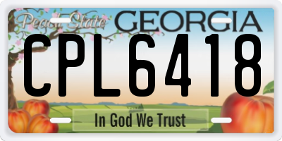 GA license plate CPL6418