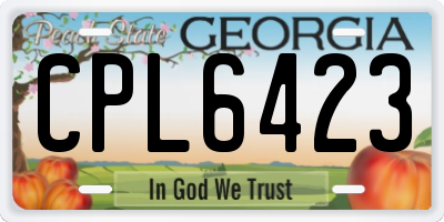 GA license plate CPL6423