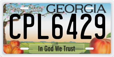 GA license plate CPL6429