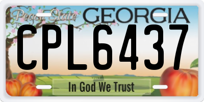 GA license plate CPL6437