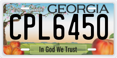 GA license plate CPL6450