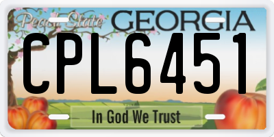 GA license plate CPL6451