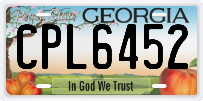 GA license plate CPL6452