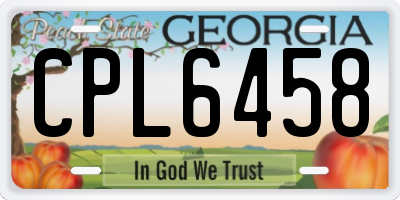 GA license plate CPL6458