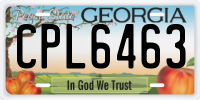GA license plate CPL6463