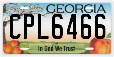GA license plate CPL6466