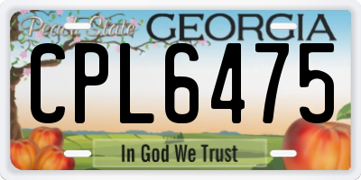 GA license plate CPL6475