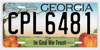 GA license plate CPL6481