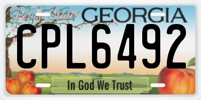 GA license plate CPL6492