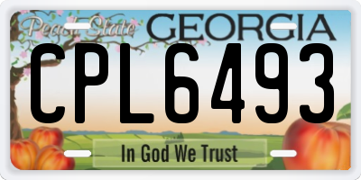 GA license plate CPL6493